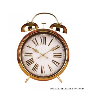 ساعت رومیزی شماطه دار عدد رومی مدل BELMONT طلایی