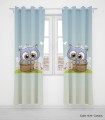 تصویر پرده پانچی دو تکه اتاق کودک مناسب سیسمونی مدل BLUE OWL