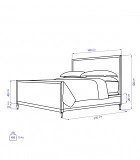 ابعاد تخت خواب مدرن مدل ELENA