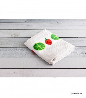 خرید آنلاین دستمال نخی آشپزخانه طرح لیمو و توت فرنگی