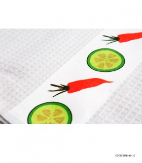 خرید آنلاین دستمال نخی آشپزخانه طرح هویج و لیمو
