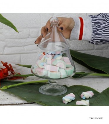 عکس شکلات خوری پایه دار شیشه ای مدل هرمی