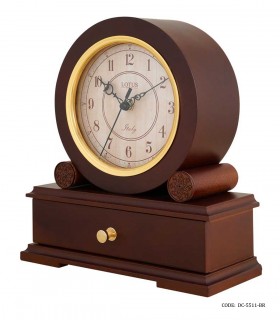 قیمت ساعت رومیزی چوبی لوکس کشودار لوتوس مدل DARCY قهوه ای