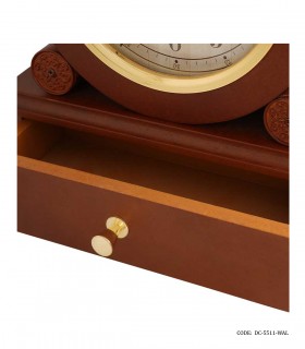 عکس کشو ساعت رومیزی چوبی لوکس کشودار لوتوس مدل DARCY فندقی