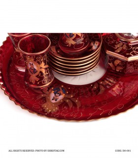 طرح نعلبکی سرویس چای خوری شاه عباسی 14پارچه با طرح های طلایی