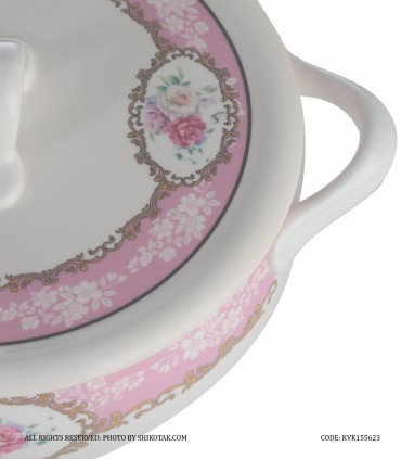 عکس ظرف سوپ خوری گرد گل سرخی