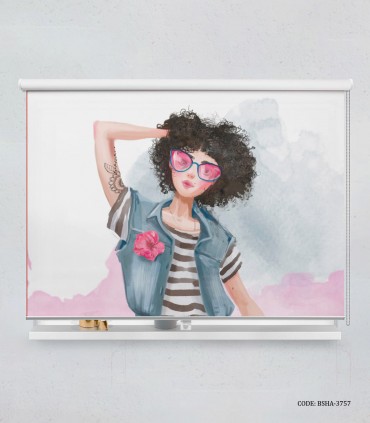 پرده شید اتاق دخترانه طرح دختر مدل Fashion Girl