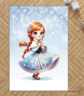 فرش اتاق کودک دخترانه  طرح آنا و السا مدل Frozen