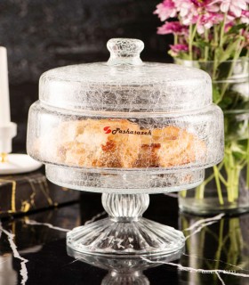 شکلات خوری شیشه ای پایه دار طرح ترک مدل آترا