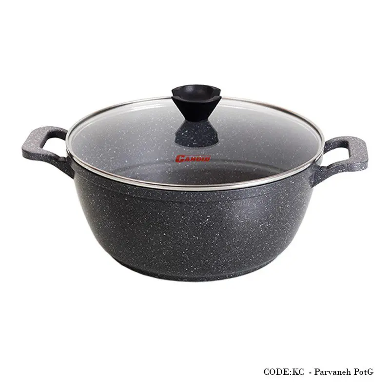 قابلمه گرانیتی 6 نفره سایز 24 مدل پروانه دورو خاکستری