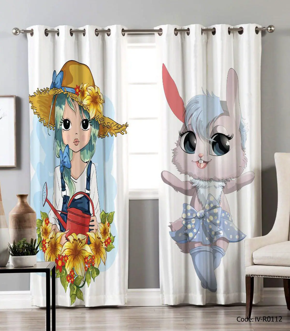پرده پانچی اتاق کودک مدل RABBIT