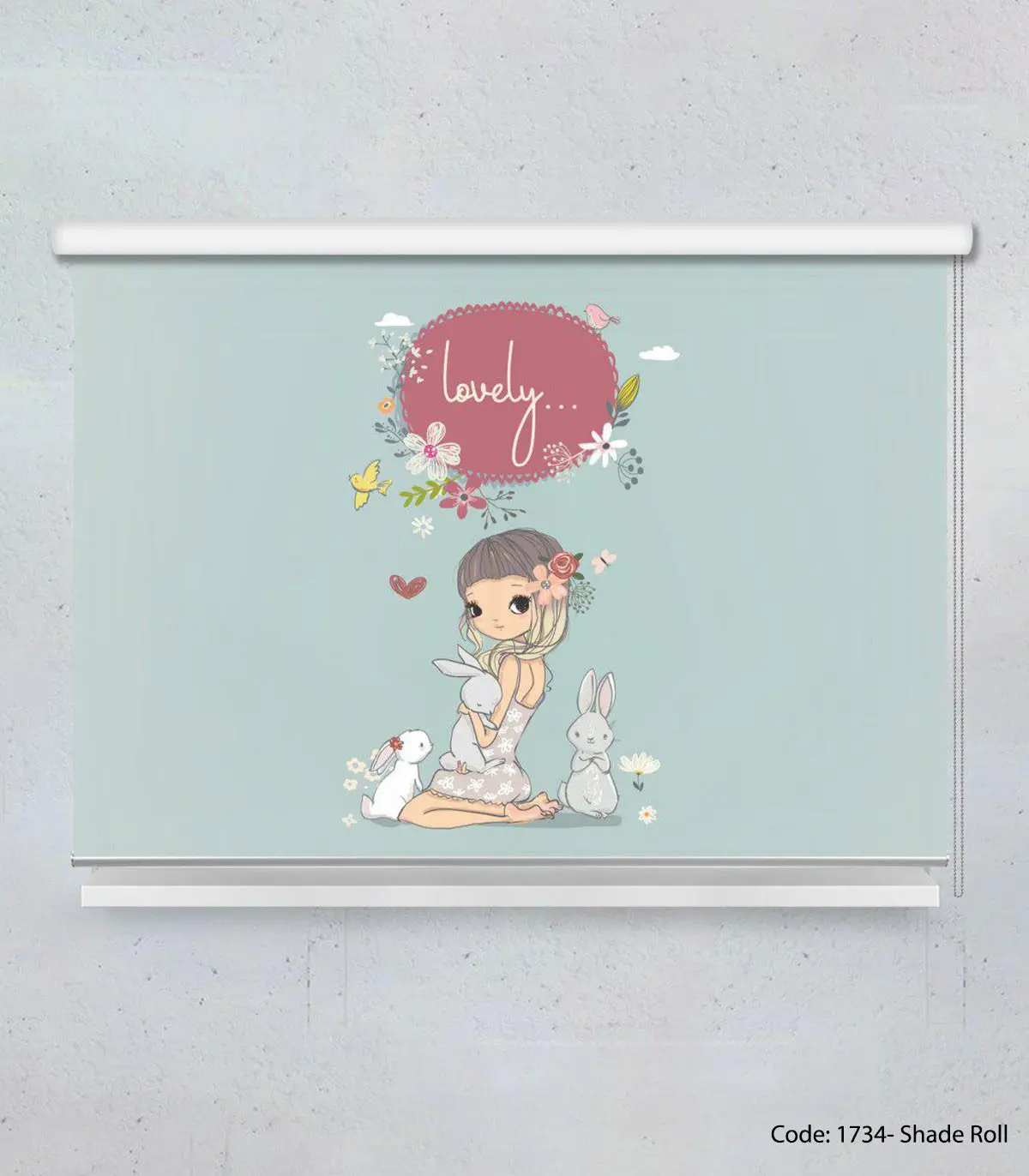 پرده شید بالارو اتاق کودک دخترانه مدل LOVELY