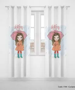 پرده پانچی دو تکه اتاق دخترانه مدل RAIN