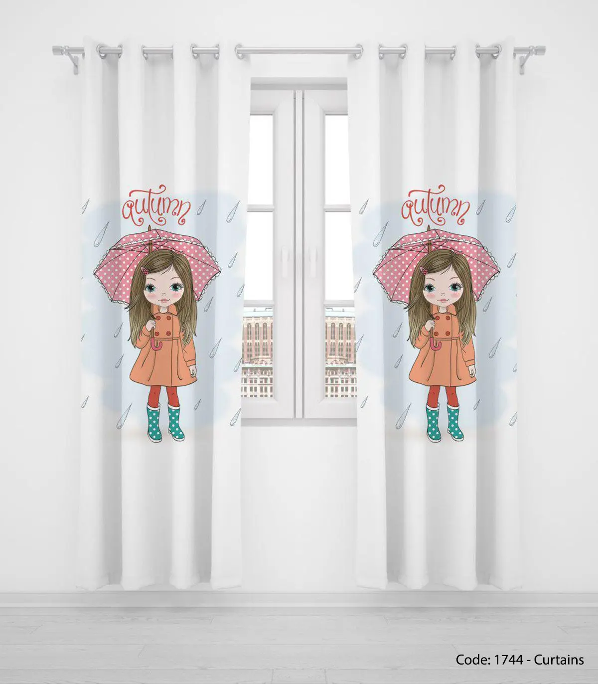 پرده پانچی دو تکه اتاق دخترانه مدل RAIN