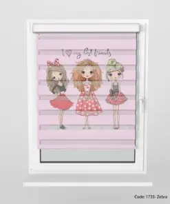 پرده زبرا دخترانه اتاق نوجوان مدل BEST FRIENDS