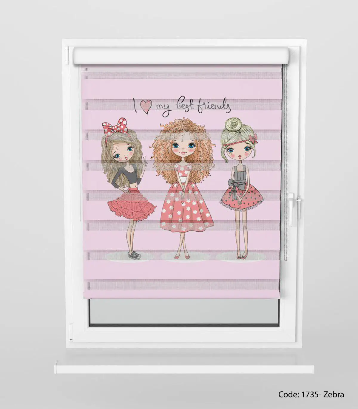 پرده زبرا دخترانه اتاق نوجوان مدل BEST FRIENDS
