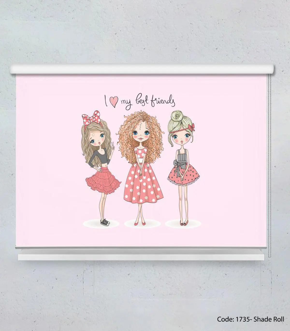 پرده شیدبالارو دخترانه اتاق نوجوان مدل BEST FRIENDS