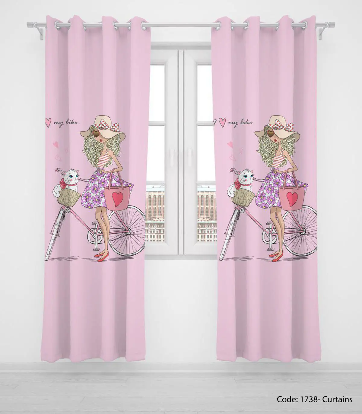 پرده پانچی دخترانه مدل BIKE