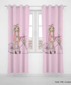پرده پانچی دو تکه اتاق کودک مدل BICYCLE