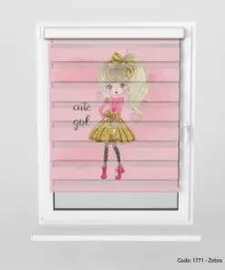 پرده زبرا دخترانه مدل CUTE GIRL