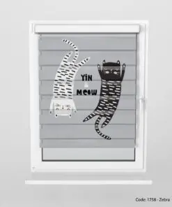پرده زبرا دخترانه و پسرانه مدل YIN AND MEOW