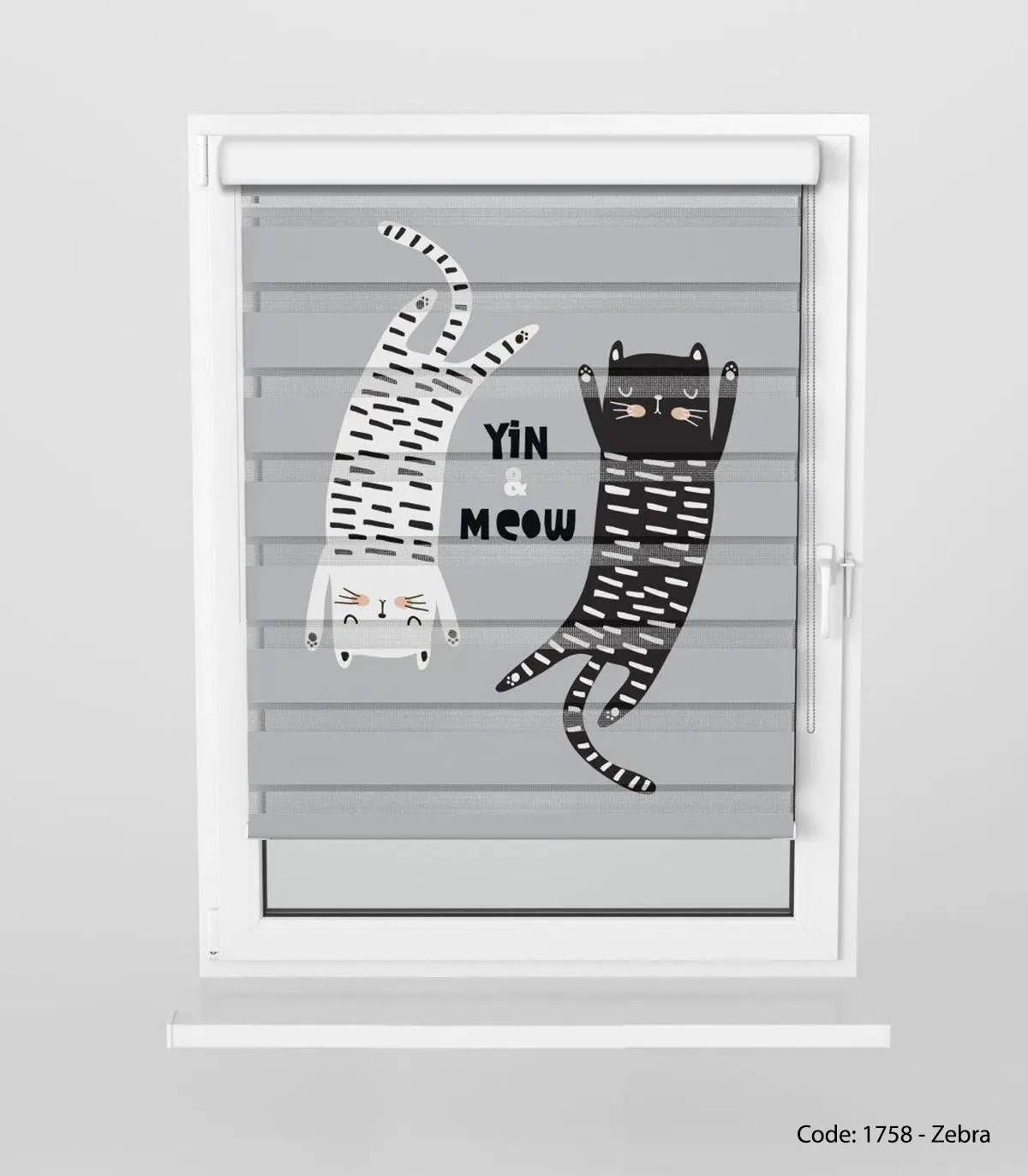 پرده زبرا دخترانه و پسرانه مدل YIN AND MEOW