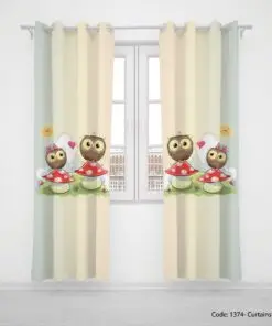 پرده پانچی اتاق کودک مدل OWL AND MUSHROOM