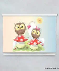 پرده شیدرول اتاق کودک مدل OWL AND MUSHROOM