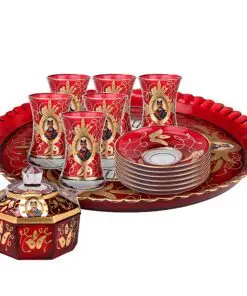 سرویس چای خوری شاه عباسی 14پارچه قرمز طلایی
