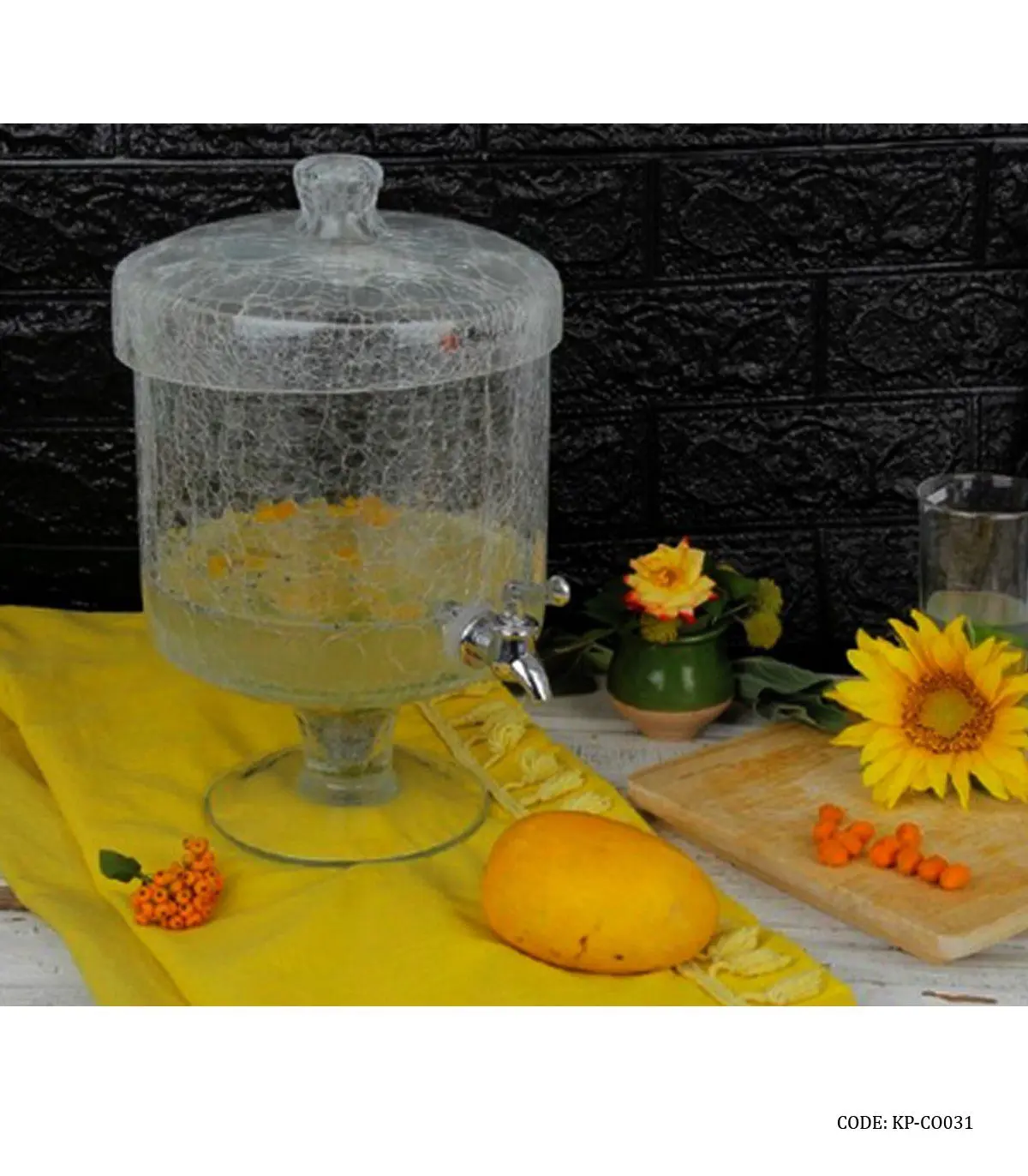 کلمن شیشه ای پایه دار یک طبقه 4/5 لیتری مدل الماس