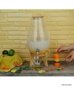 کلمن شیشه ای پایه چوبی 6 لیتری مدل اریکا الماس
