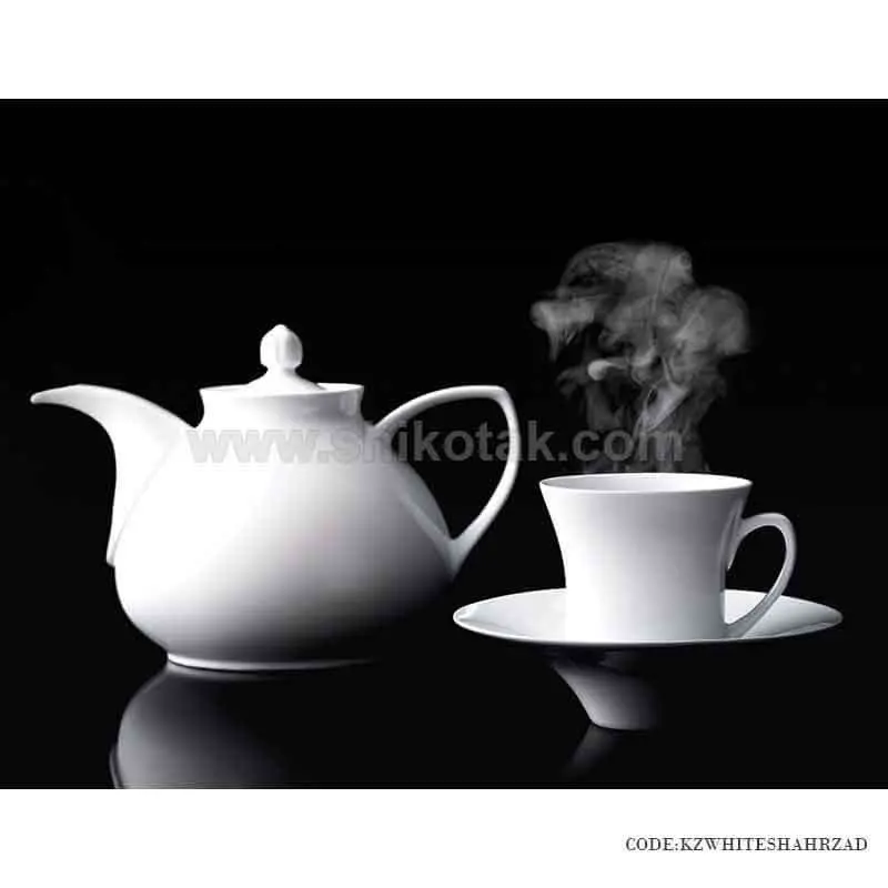 سرویس چای خوری جدید 6 نفره زرین طرح سفید