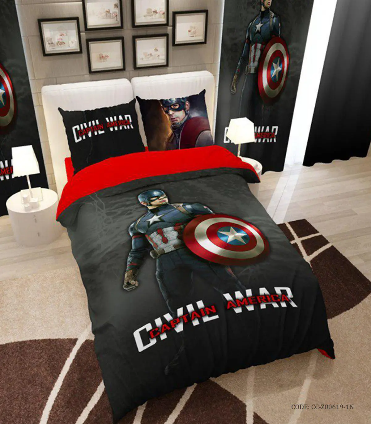 روتختی دخترانه یک نفره مدل CAPTAN AMERICA