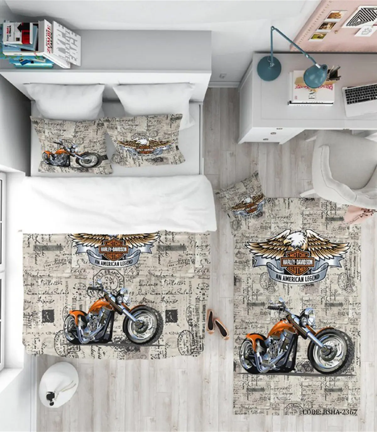 روتختی پسرانه طرح موتور 4 تکه مدل Harley Davidson