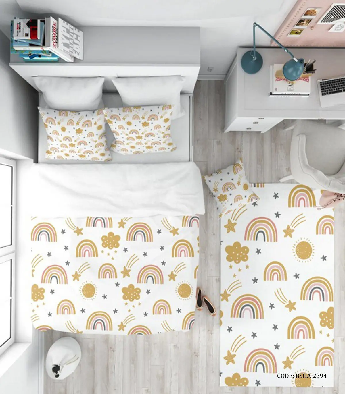 روتختی دخترانه و پسرانه 4 تکه مدل Cute Rainbow