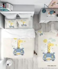 روتختی کودکانه دخترانه و پسرانه 4 تکه مدل Cute Giraffe