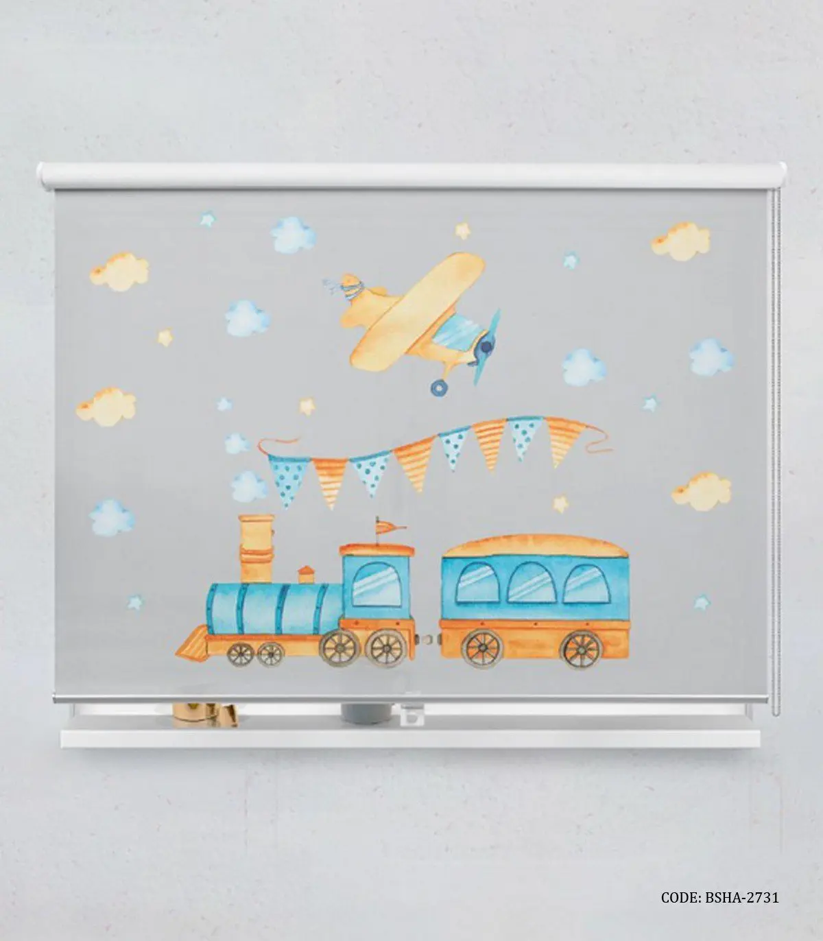 پرده شید اتاق کودک پسرانه طرح ماشین مدل Blue Car