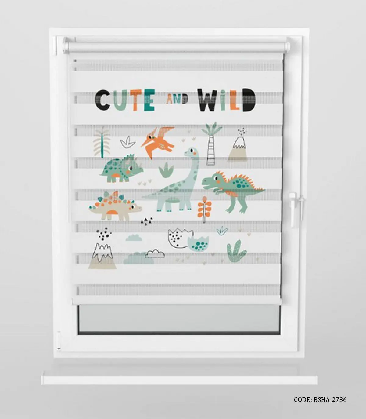 پرده زبرا اتاق کودک پسر طرح دایناسوز مدل Cute and Whild