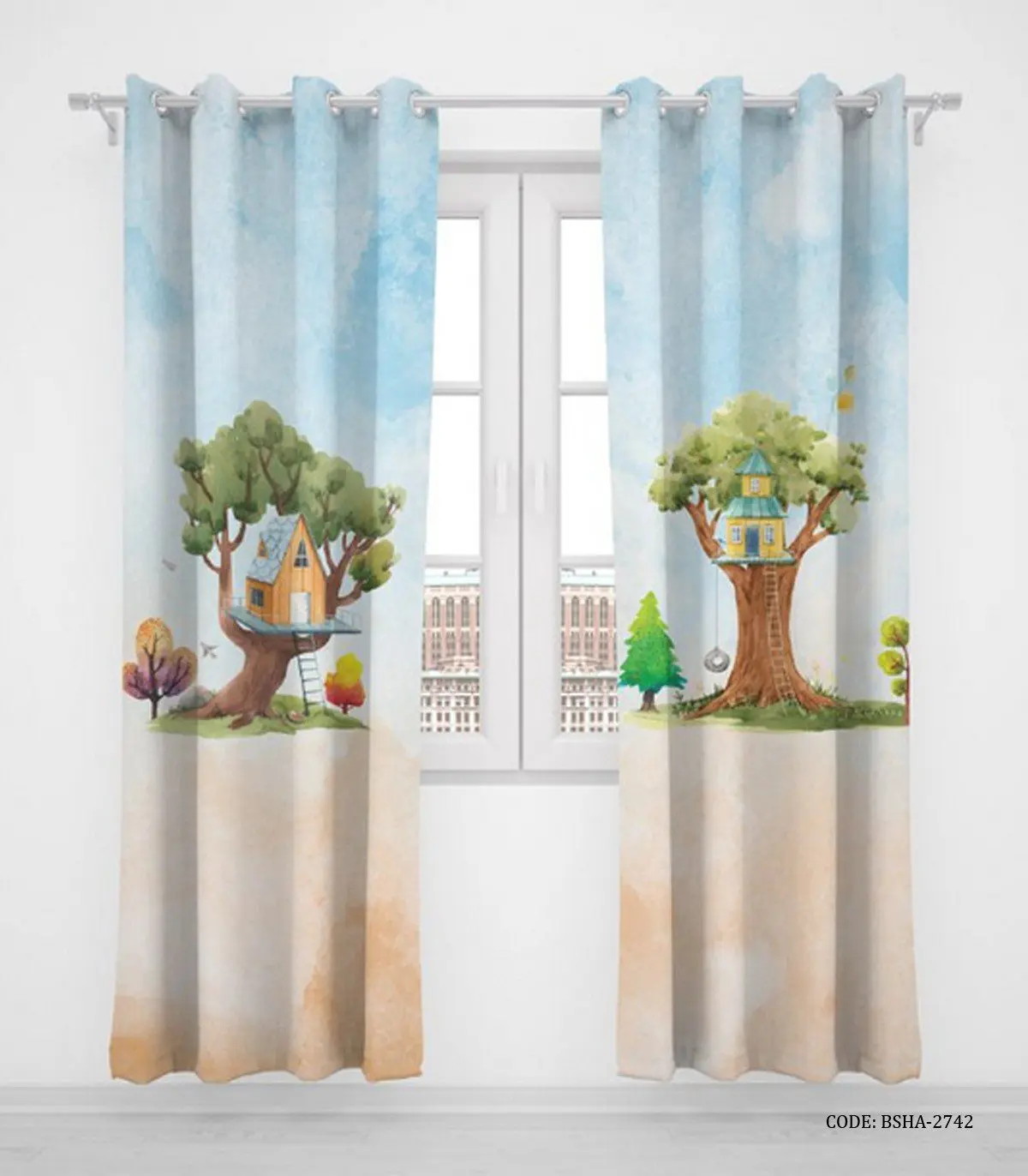 پرده پانچی کودک دو تکه اسپرت دخترانه و پسرانه مدل Tree House