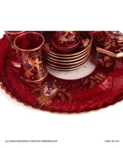 سرویس چای خوری شاه عباسی 14پارچه قرمز طلایی
