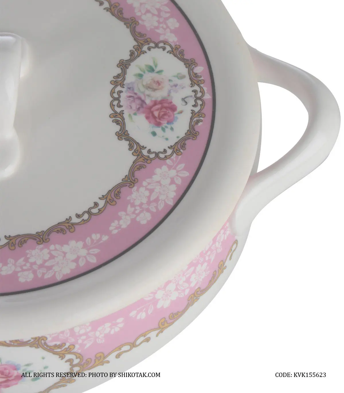 ظرف سوپ خوری گرد گل سرخی