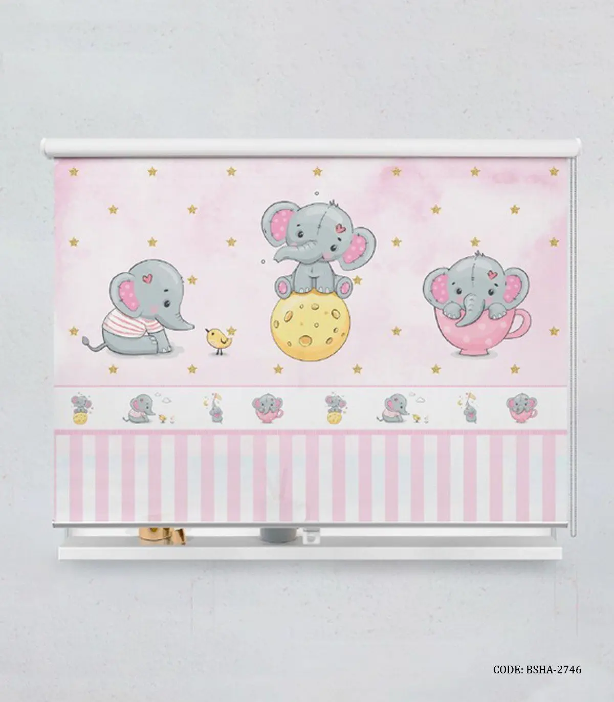 پرده شید اتاق کودک دخترانه طرح فیل مدل Little Elephant
