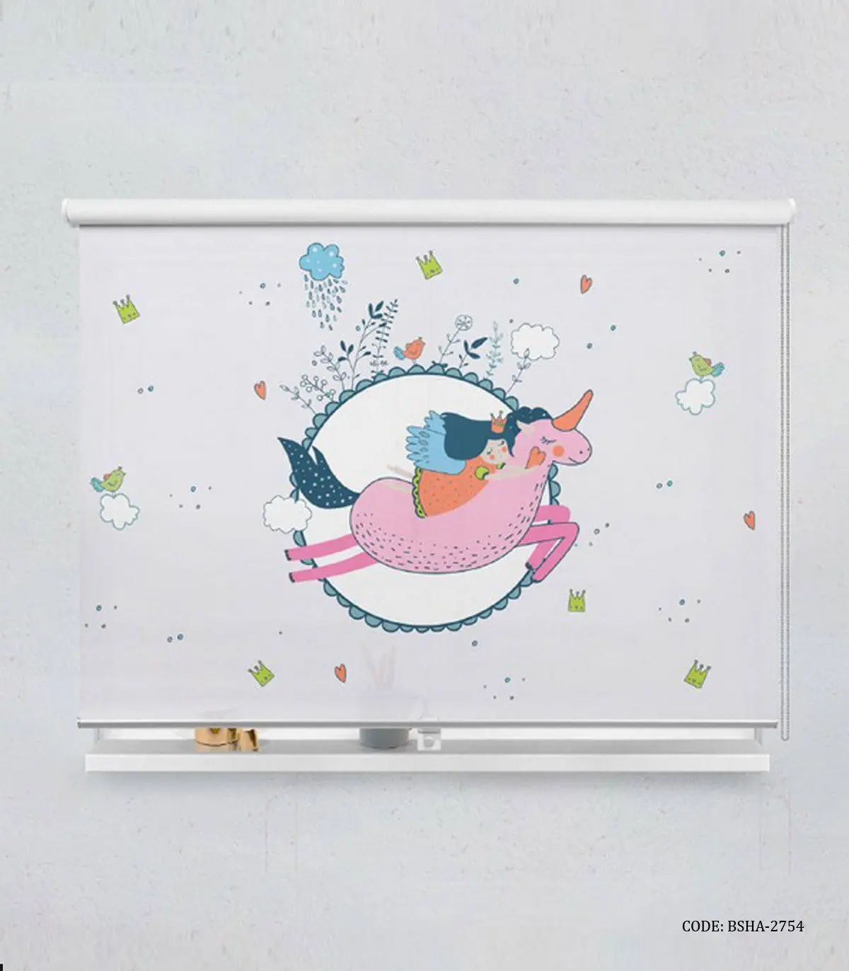 پرده شید اتاق کودک دخترانه اسب تک شاخ مدل Unicorn