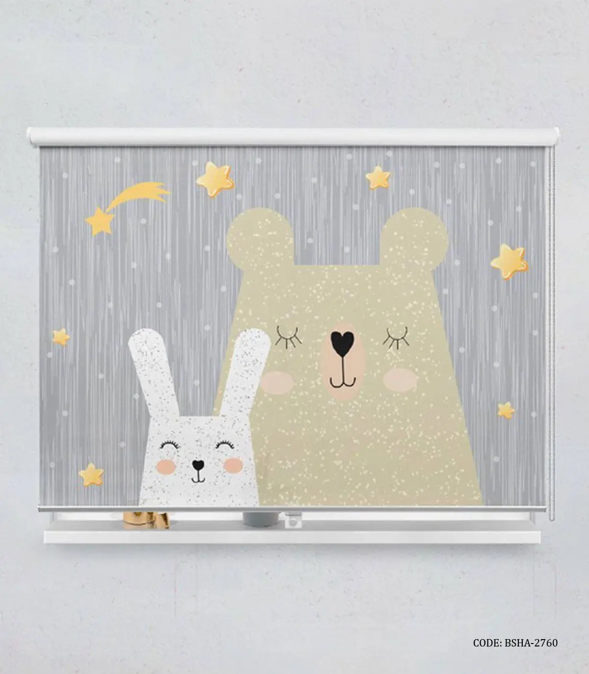 پرده شید اتاق کودک پسرانه طرح خرگوش و خرس مدل Happy Rabbit