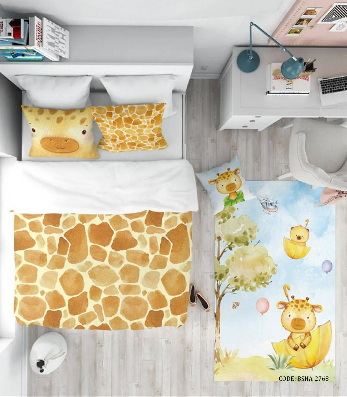 روتختی کودک پسرانه 4 تکه طرح زرافه مدل Lovely Giraffe