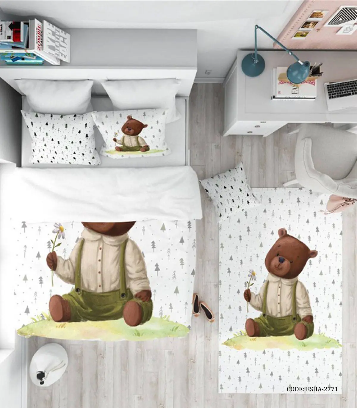 روتختی کودک پسرانه 4 تکه طرح خرس مدل Smart Bear