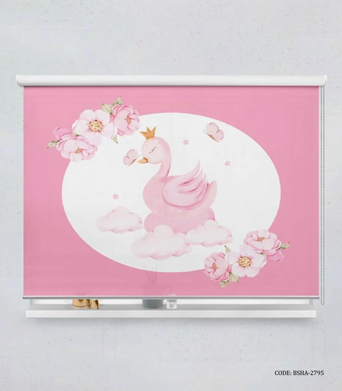 پرده شید اتاق کودک دخترانه طرح قو مدل Lovely Swan