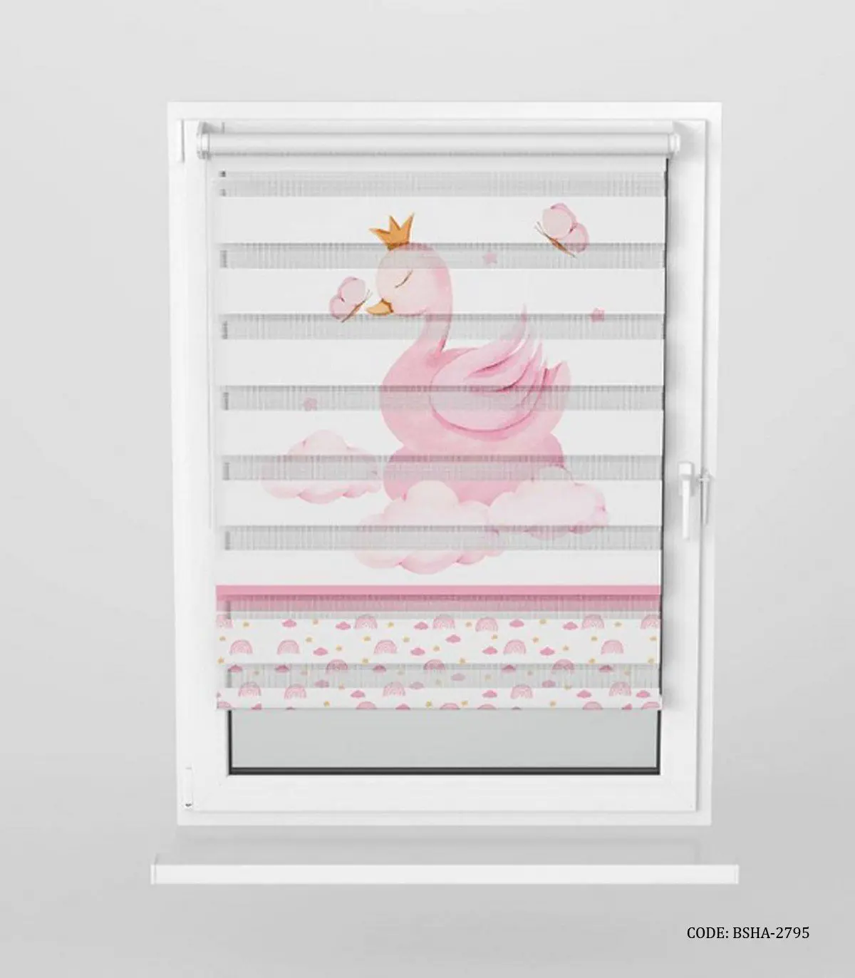 پرده زبرا اتاق کودک دخترانه طرح قو مدل Lovely Swan
