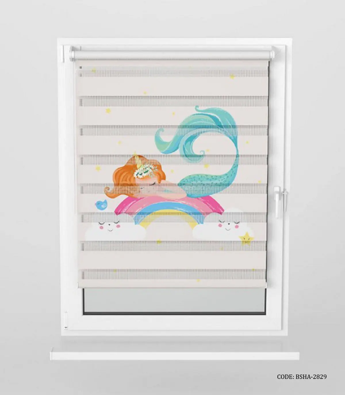 پرده زبرا اتاق کودک دخترانه طرح پری دریایی مدل Mermaid