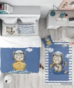 روتختی کودک پسرانه 4 تکه طرح گربه ملوان مدل Sailor Cat